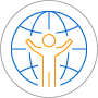 DEI Icon Icon showing a person in front of a globe