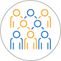 Diversity is who we are Exterior circle outline with an interior outline of multiple people